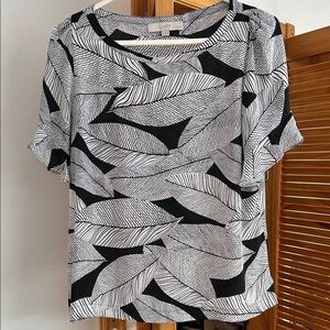 LOFT Monochrome Leaf Pattern Blouse